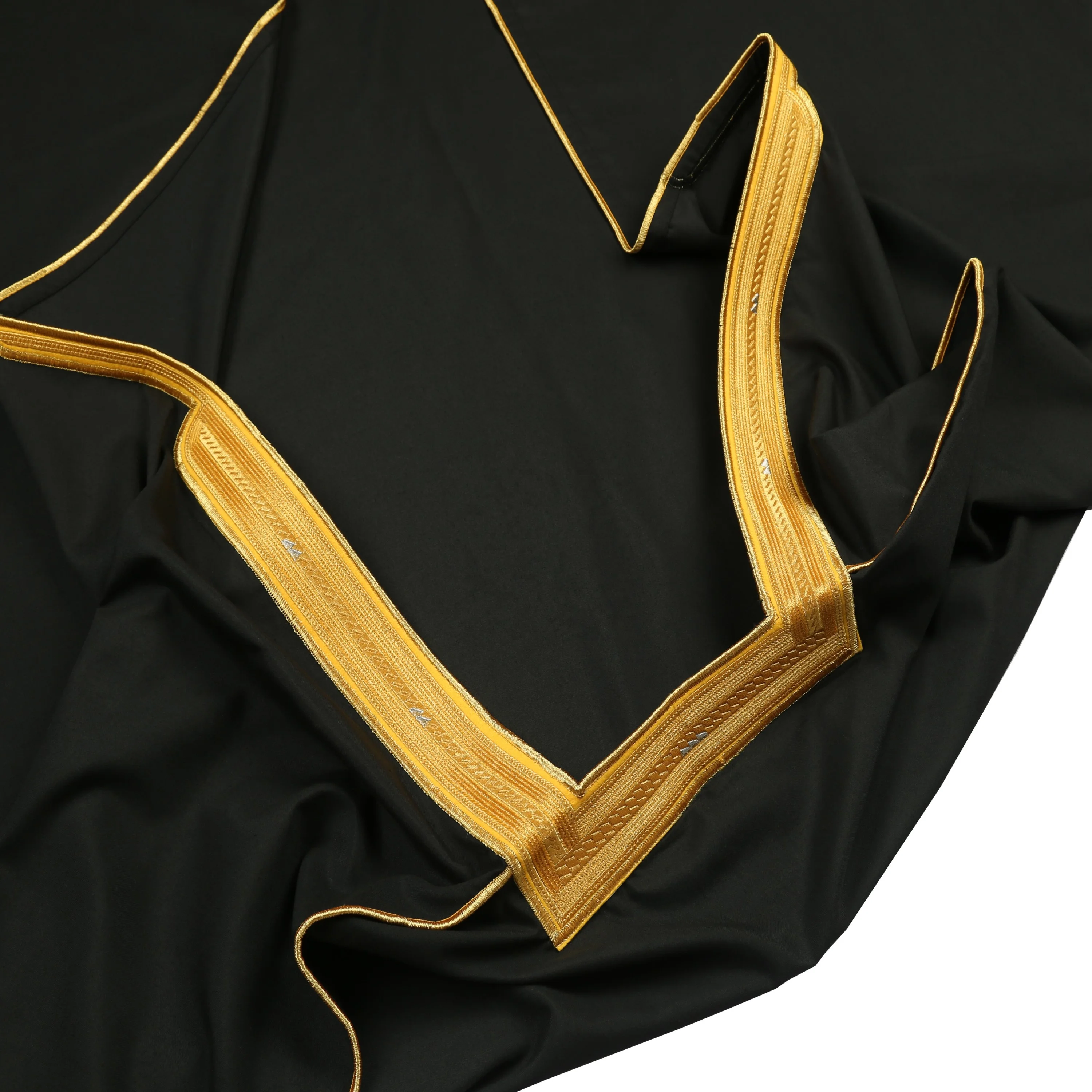 Gold Embroidered Muslim Imam Thobe Kaftan Desert Jubah Abaya Jalabya Ethnic Qamis Islamic Sheikh Khaleeji Bisht Cloak Arab Dress