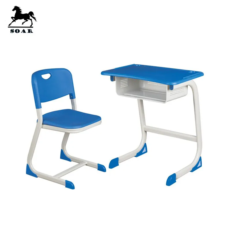 
strong high duty plastic ergonomic student desk and chairs set for school education 