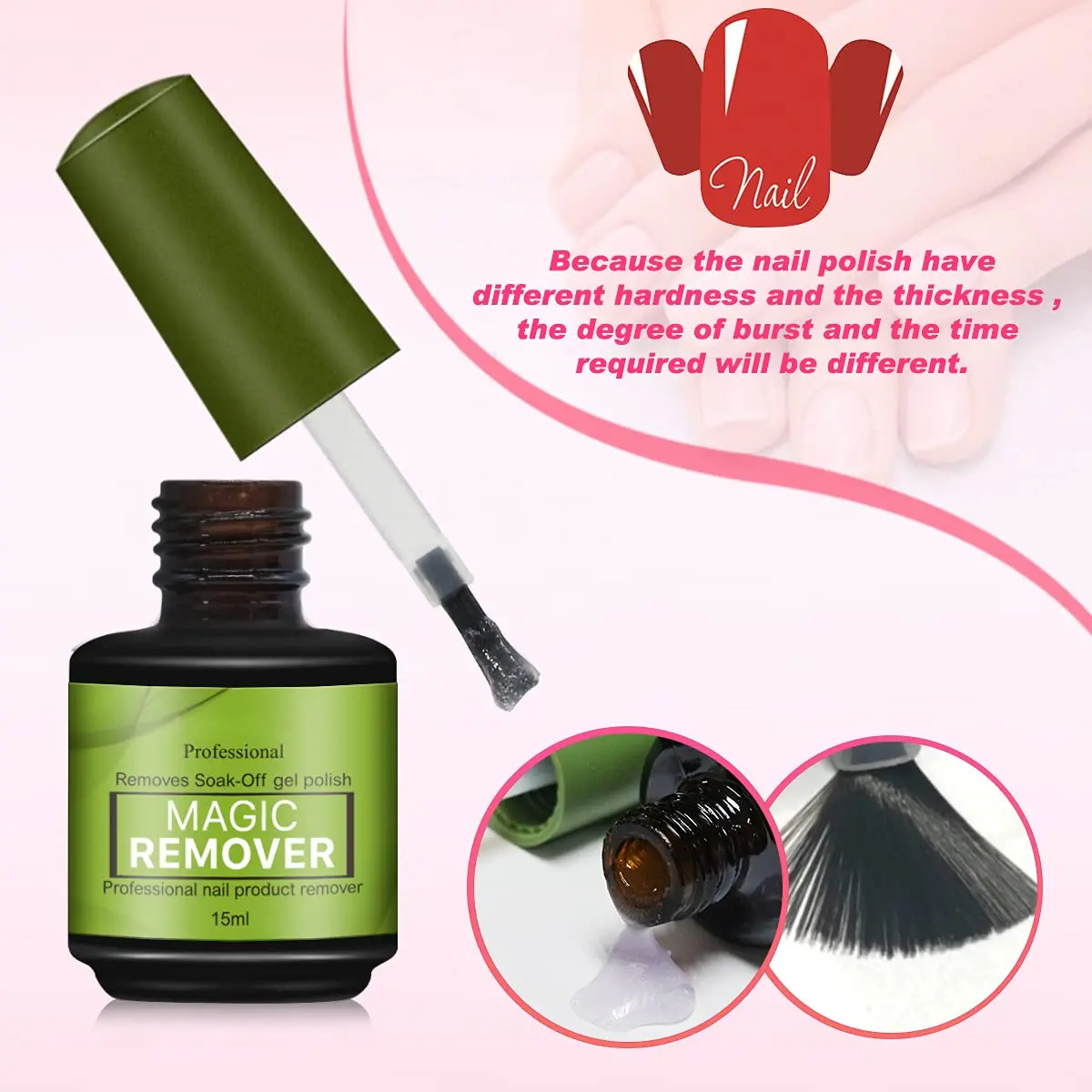 OEM Nail Gel Remover 15ml Soak Off Gel Polish Remover Top Coat Nail Art Primer Nail Degreaser Cleaner for Removing Gel Varnish