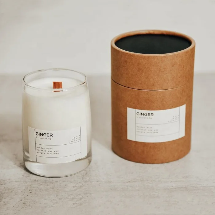 100% Recycled Luxury Candle Packaging Eco-Friendly Round Paper Tube Box Cosmetic Cylinder Packaging