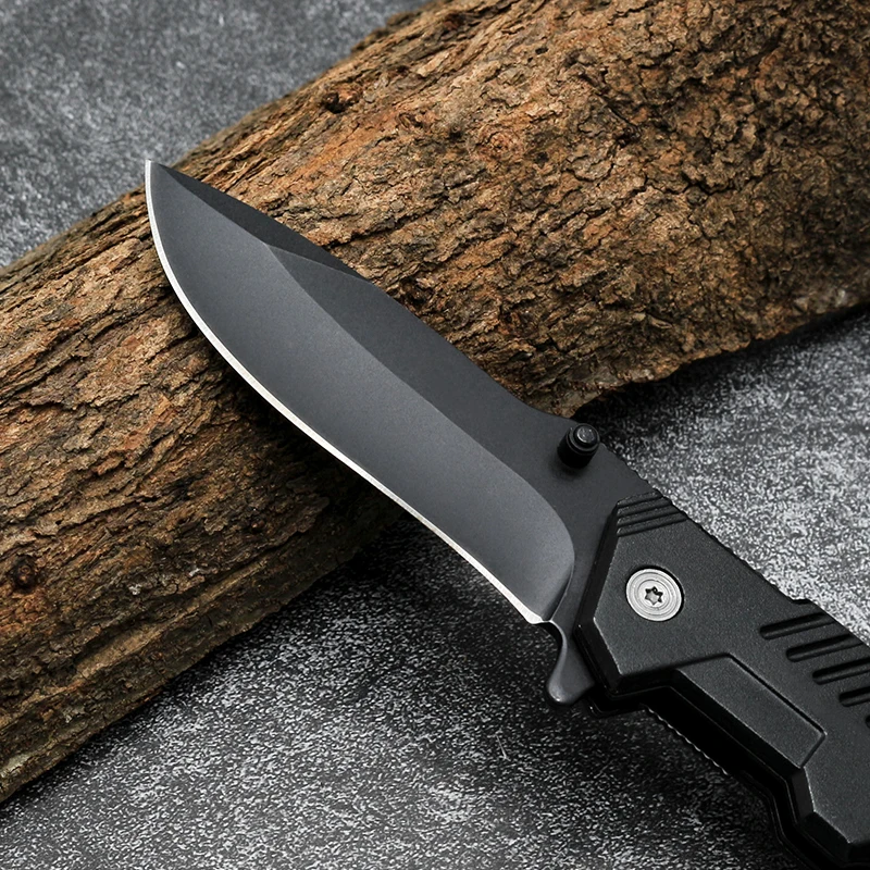 wholesale Hot seller custom stainless steel folding tactical survival pocket knife with oxidation aluminum handle