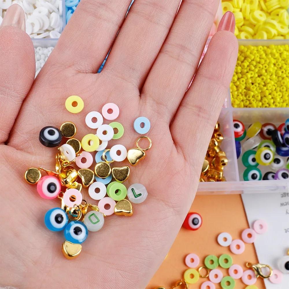 Colorful DIY Craft Accessories Kit for Jewelry Making Includes Bracelet Necklace Acrylic Waist Bead and Glass Beads for Toys