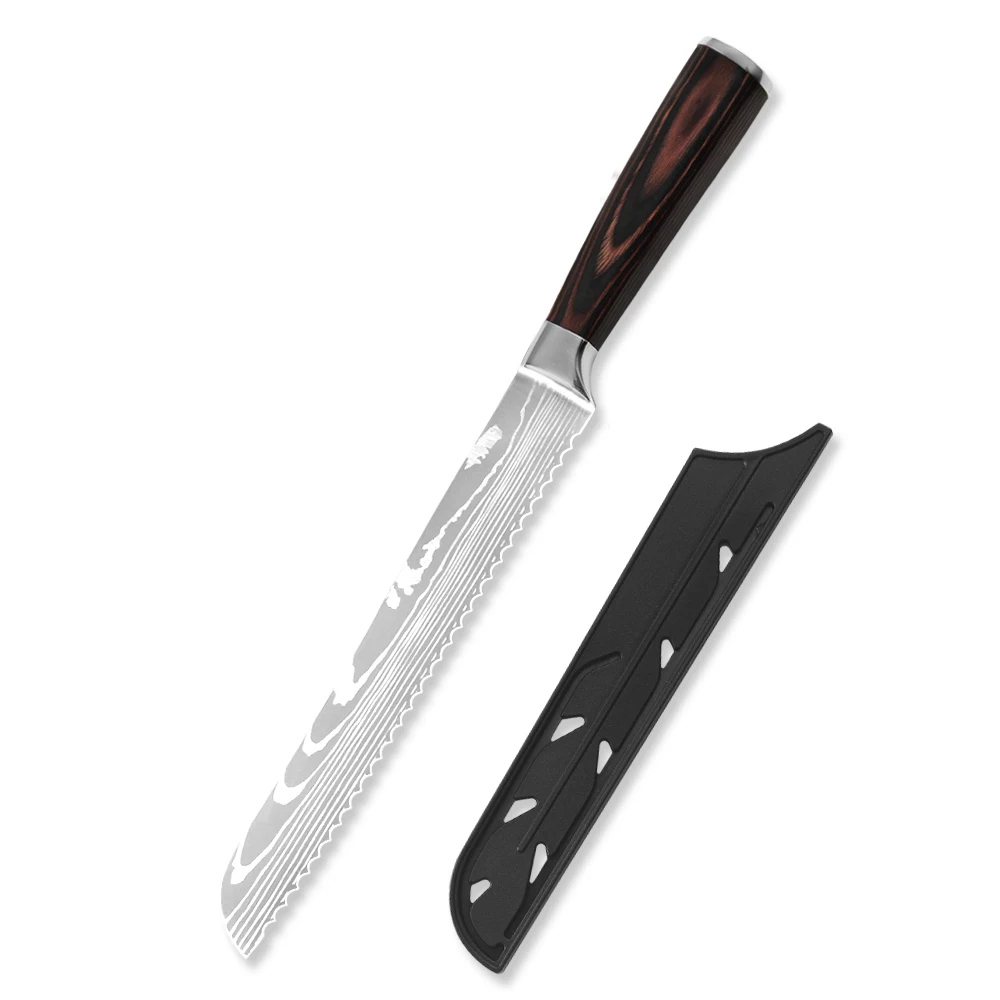 Xingye 7Cr17Mov High Carbon Steel Pakkawood Handle 8 Inch Bread Knife