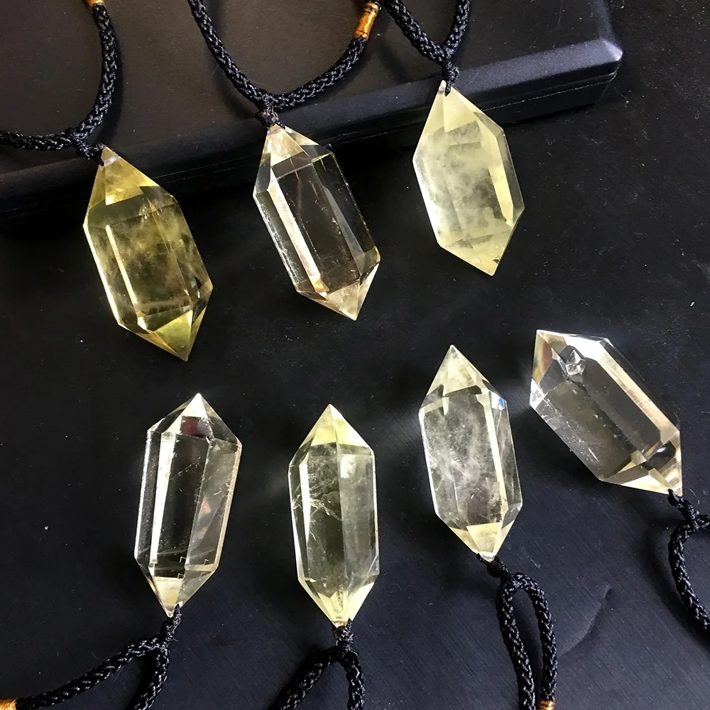 
natural Citrine quartz Necklace crystal point pendant 