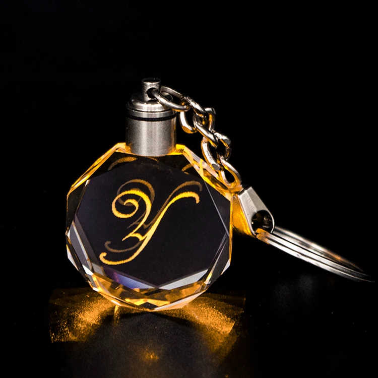 Брелок со светодиодным кристаллом, 26 букв, с A-Z буквами