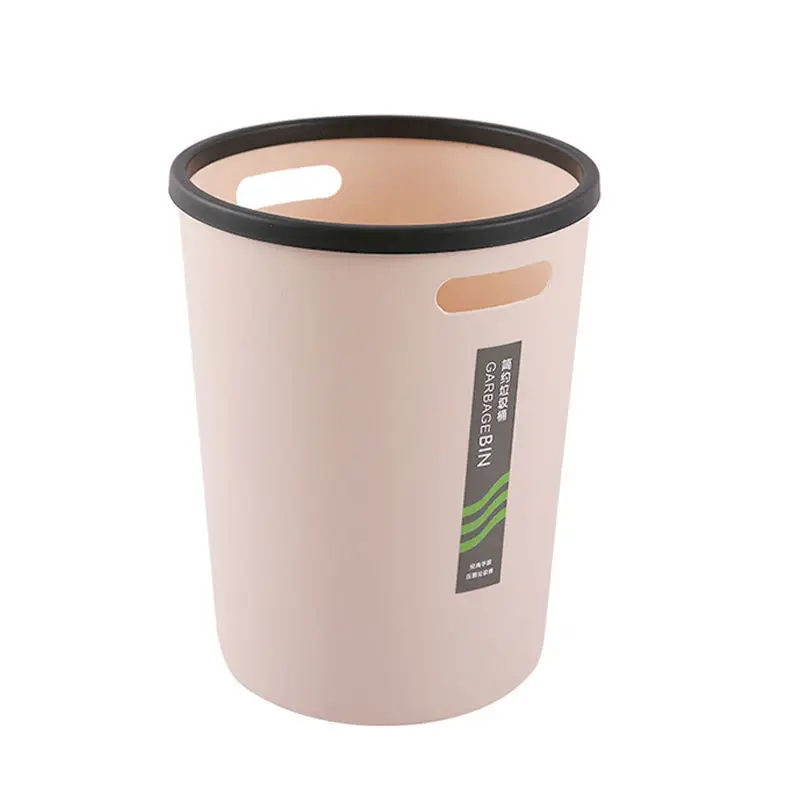 Simple Style Portable Circular No-lid Plastic Open Trash Can For Variety Of Occasions