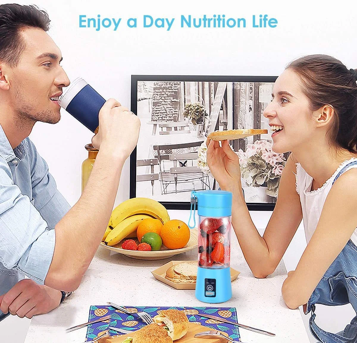 1688 sourcing Portable 380ML Electric Juicer Blender Rechargeable Mini USB 6 Blades Smoothie Fruit Professor Wireless at Home