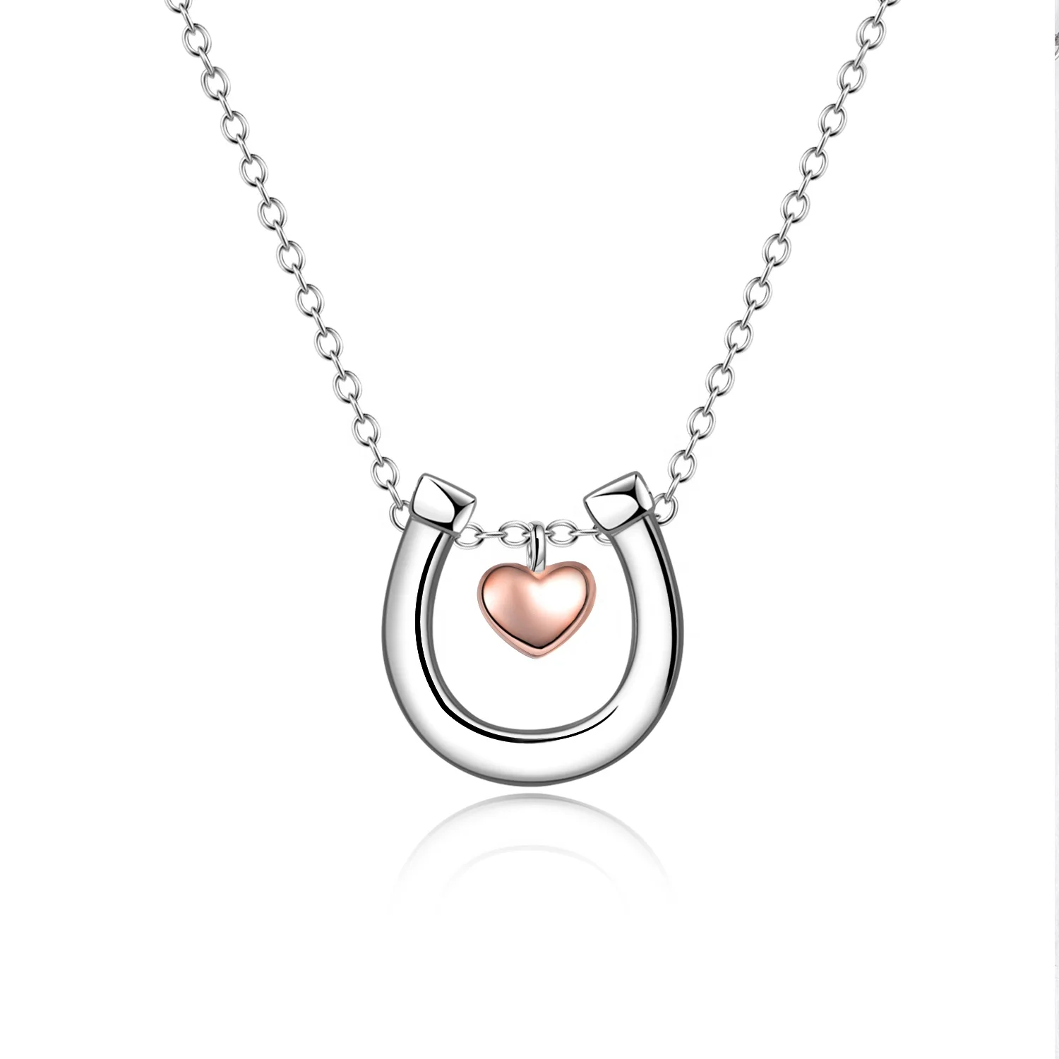 Wholesale OEM/ODM Custom Horse Jewelry Gifts 925 Sterling Silver Horseshoe Love Heart Necklace