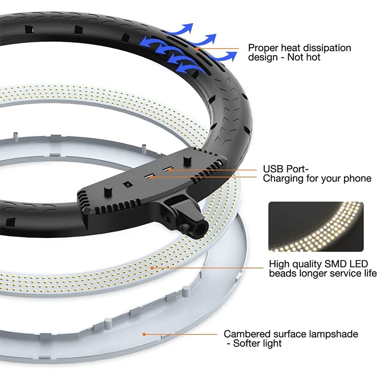 Beauty 21inch 54cm 3000-6000K Dimmable Ringlight Camera Video Live Broadcast Makeup Selfie Big LED 21 Inch Ring Light