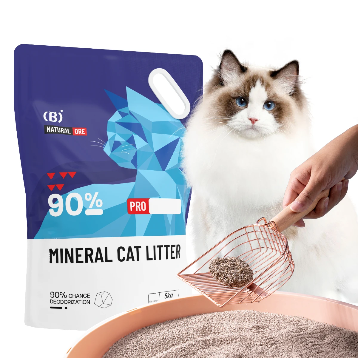 OEM & ODM Manufacturers 100% Natural Ecological Carbon 5L Sodium Cat Litter Flushable Small Grain Bentonite Cat Litter