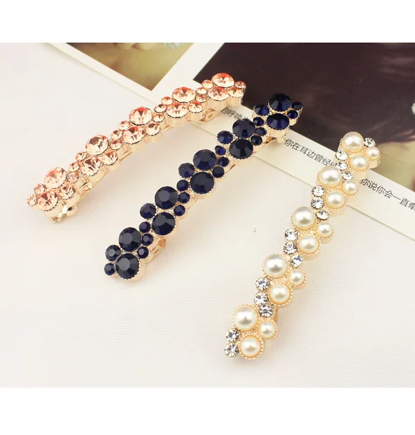 Оптовая продажа модных заколок для волос 2020 цинковый Металл Barrett Кристальные ювелирные изделия черный белый жемчуг заколка для волос