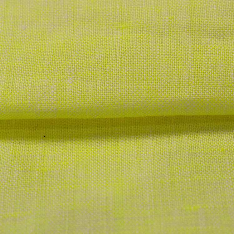 Custom color soft skin friendly light Yellow linen material 100% pure Linen plain Fabric 150gsm For clothing shirts
