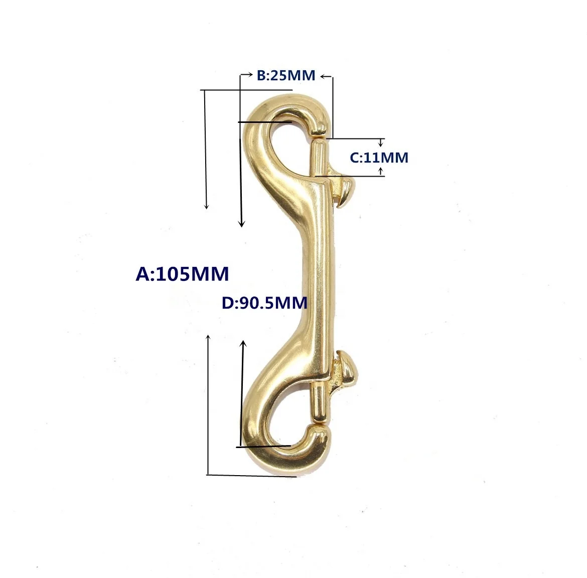 hot sale 90mm 100mm 116mm 120mm high quality metal carabiner clasp brass double end snap hook for diving
