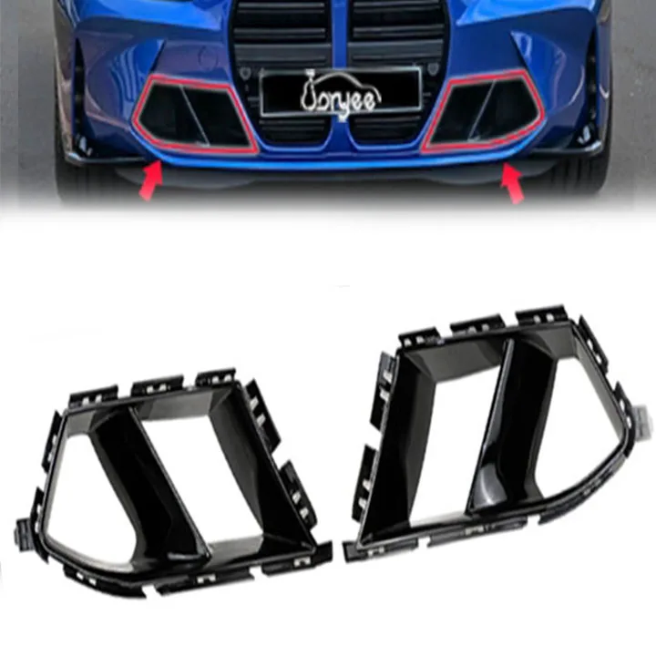 2023 M4 Front Bumper Wing Air Vent Knife For BMW G80 M3 G82 2021 2022 Carbon Fiber Body Kit Fog Lamp Cover Car Tuning Accessory