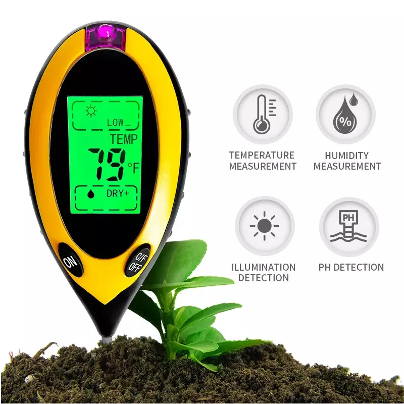 4 in 1 Digital Soil tester pH Moisture Temperature and Light Meter for flowerpot soil garden plantation Soil analyzer