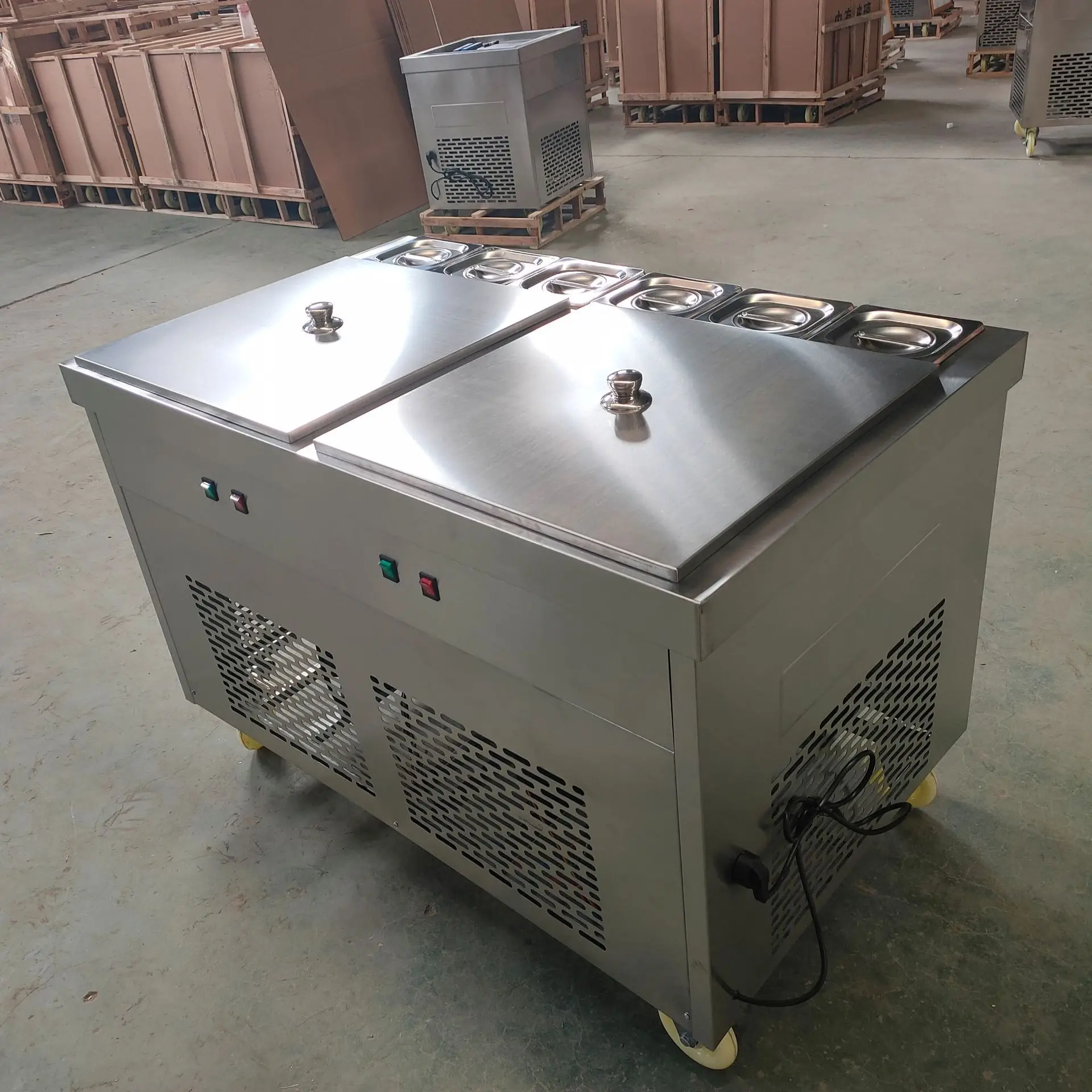 Commercial smart roll ice cream machine fried single pan double pan in best price