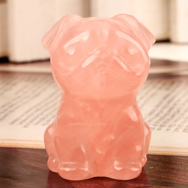 Hand-Carved Natural Yellow Jade Dog Figurine Gemstone Healing Crystals Pocket Stones Nautical Style Collectibles Room Decor