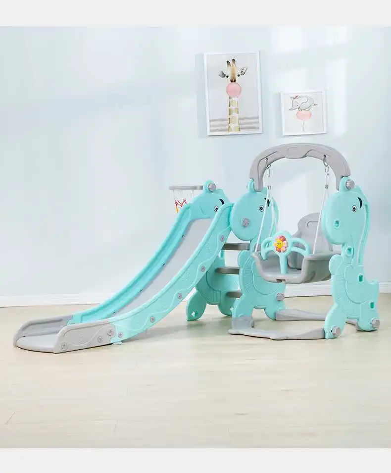 Wholesale customized good quality dinosaur slide and swing playset kids plastic playground equipment