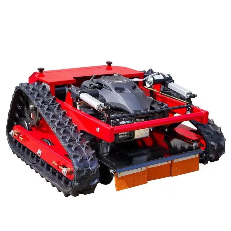 Customized Electric-start Remote Control Lawn Mower Mini Rc Robot Lawn Mower With Snow Plow Attachments