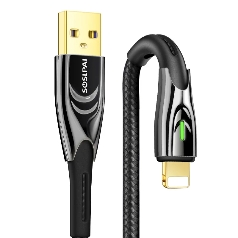 SOSLPAI wholesale phone usb charger cable 3.28ft nylon braided custom logo usb data charging cable for iphone