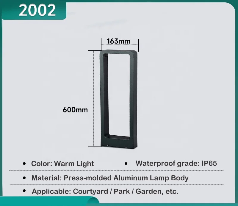 Popular Outdoor Waterproof IP65 Modern Rectangular Lawn Light Landscape Bollard Light Led Garden Light Aluminum 90 80 AC 85-265V