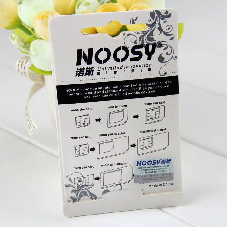 
Noosy 4 in 1 sim card adapter standard sim to nano to micro sim adapter with pin for iPhone Samsung Factory Manufacturer 