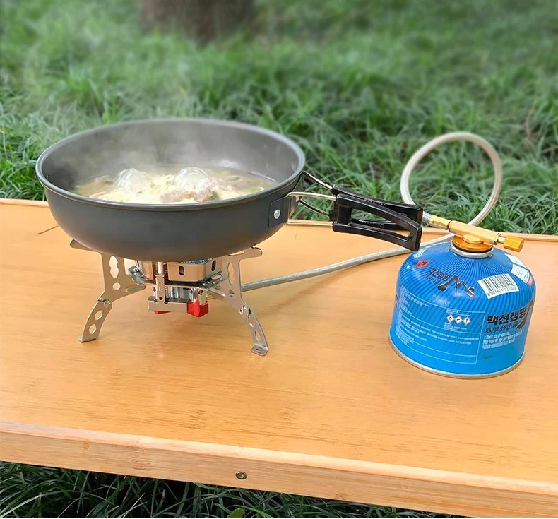 6800W Outdoor Windproof Mini Camping Kitchen Picnic Gas 3 Burner Cooker Stove Foldable Steel Portable Camping Gas Stove aluminum