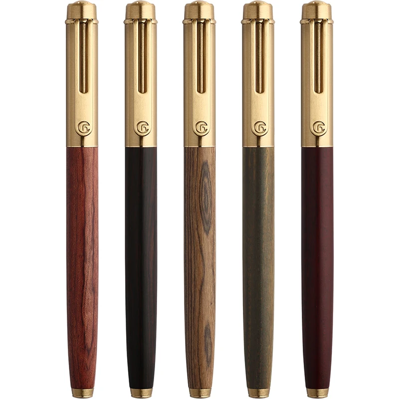 MAJOHN M7 Brass cap solid wood fountain pen adult student writing rotating ink absorbing gift boxed stationery made in China