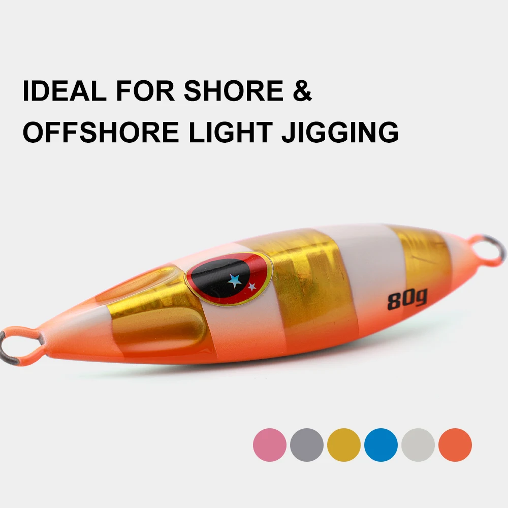 Jigging Pro 30g 40g 60g 80g Shore Casting Slow Pitch Jigs Fishing Metal Jigbaits Lead Jigging Saltwater Fishing Lure
