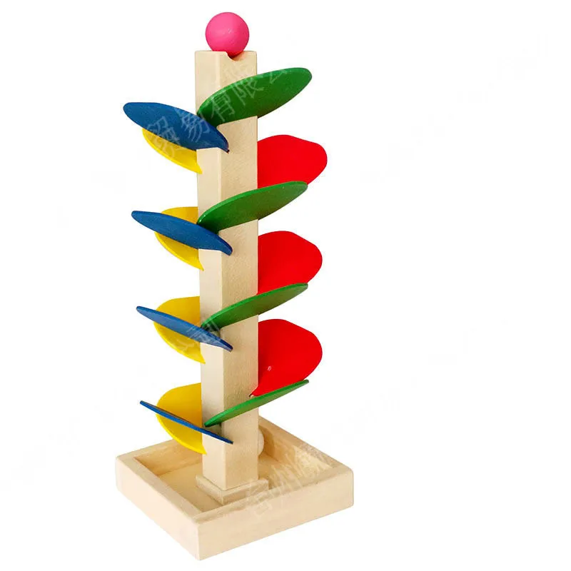 Wooden Bright Colorful Music Tree Games Rainbow Musical Tree Kit Montessori Educational Toys Track Rolling Tree