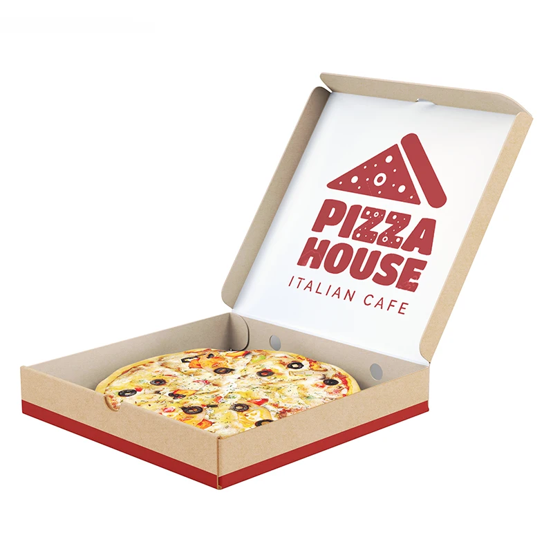 Custom pizza box supply kraft corrugated big pizza packaging paper box with custom logo