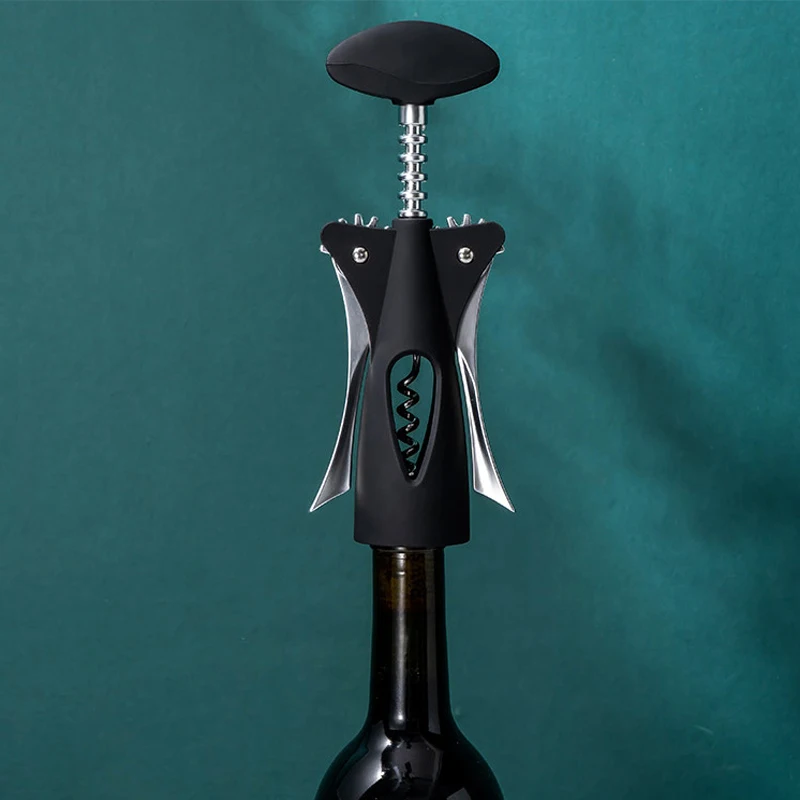 High Quality Zinc Alloy Black Wine Bottle Opener Champagne Bottle Openers Bar Durable Corkscrew