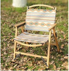 Outdoor Beach Chair Foldable Fabric Leisure Contemporary Modern Wooden Popular Sling Chair for Garden Beach Camping
