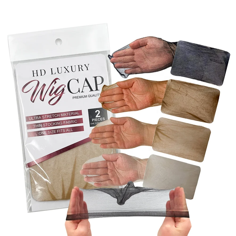 Wholesale 2pcs in 1 bag Free Size Strong Elastic Ultra Thin Transparent Cap Invisible Sheer HD Lace Wig Caps