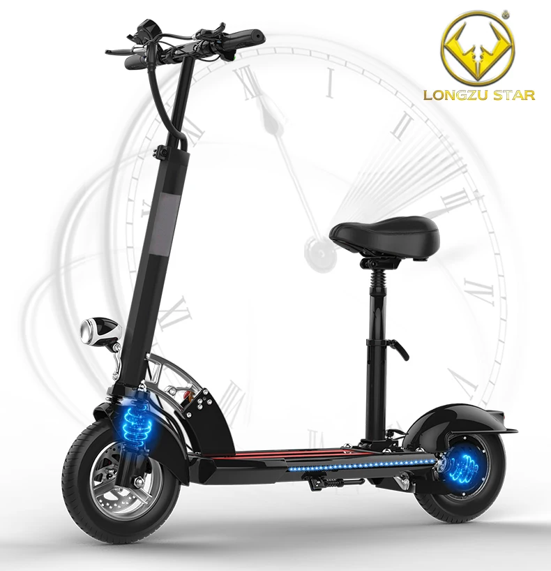 48V 10A 10Inch foldable electric scooter with seat Off-road Two-wheel Powerful Scooter New Design disc brake Drop Shipping