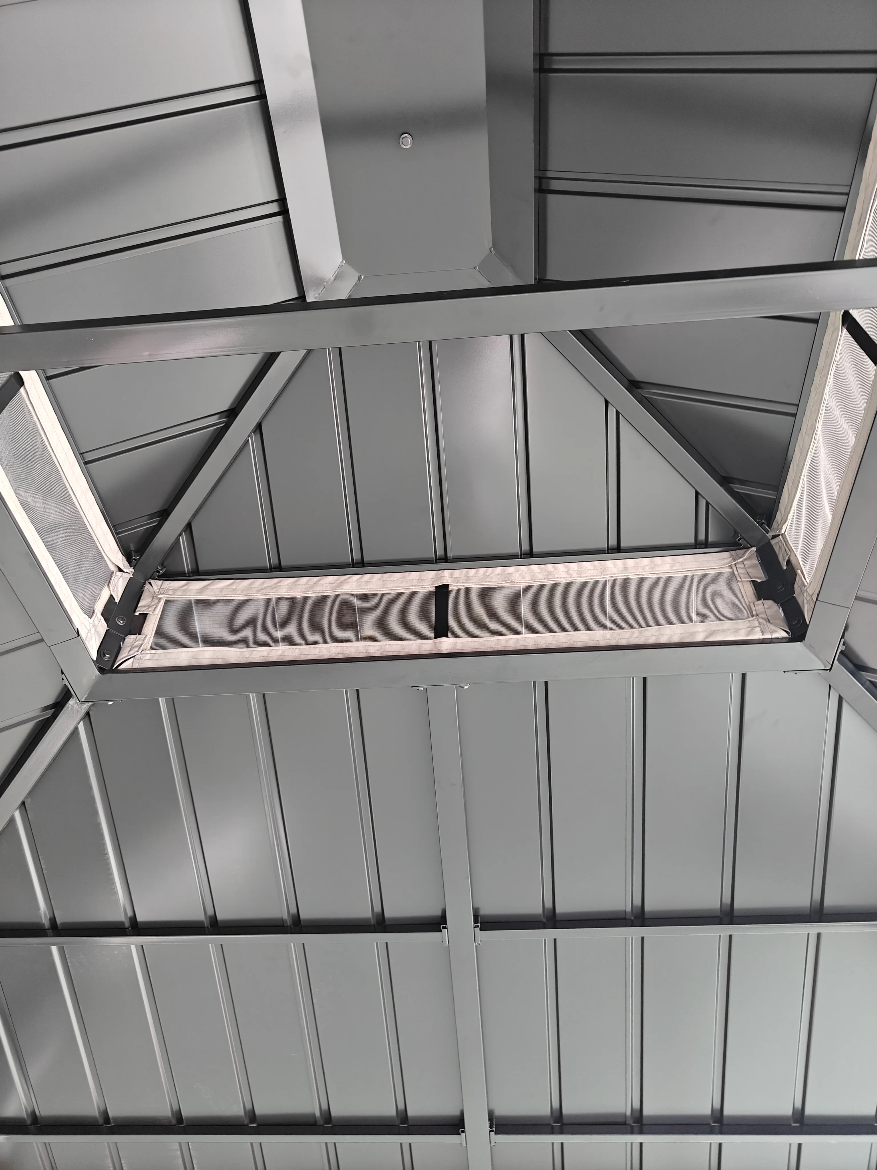 10x12 inch Outdoor Patio Garden Metal Hardtop Roof Solid Wood Gazebo with Privacy Curtains and Mosquito Netting