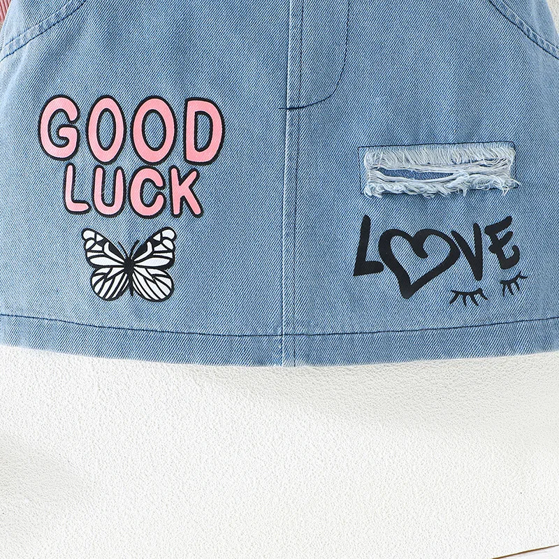 Little Girls summer sets solid sleeveless top denim skirts children clothes fashion two pieces clothing