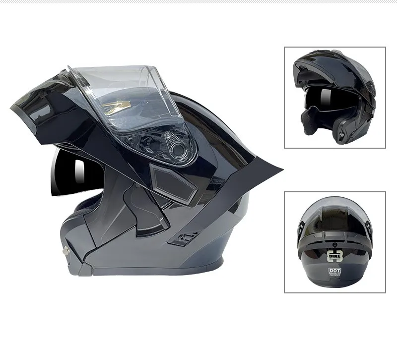 Motorcycle double-lens faceless helmet motorcycle full helmet personality big tail knight safety all-season universal helmet