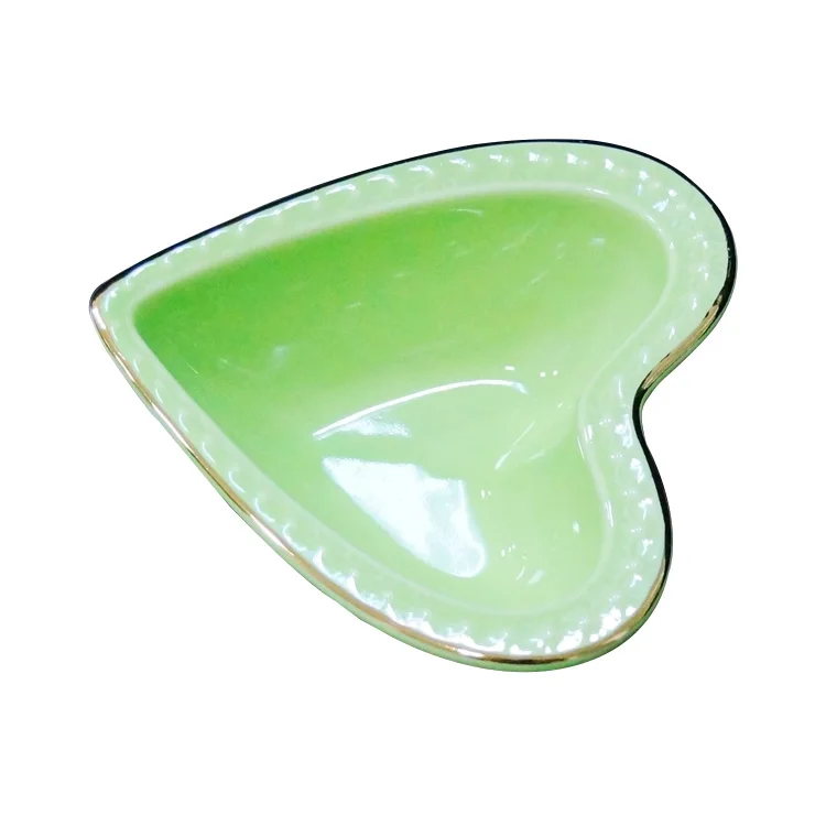 Kitchen Supplies Health Heart-Shaped Gree Porcelain Snack Bowl
