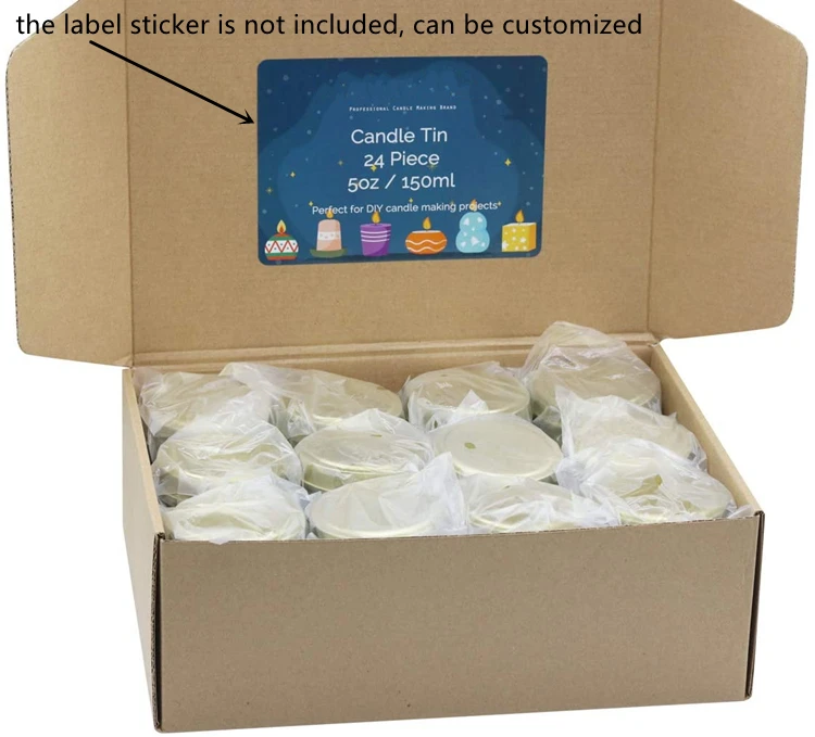 12 Piece 8 oz Empty Silver Rose Gold White Matte Black Candle Tin with Box for Candle Making