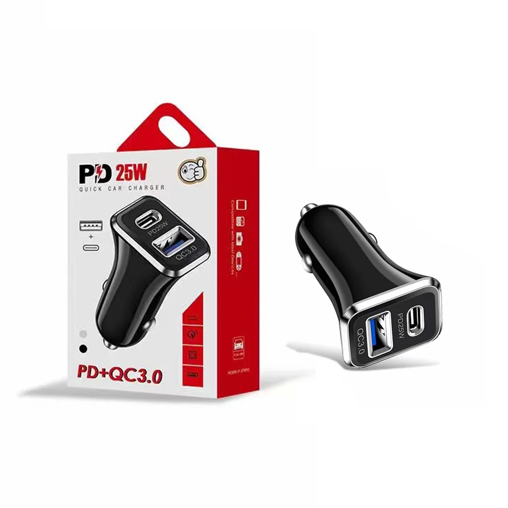 Dual port USB PD type C 18W 12W QC3.0 Car Charger Adapter Fast Car Phone Charger For Iphone
