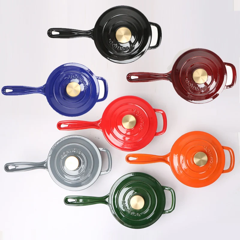 Induction Cooker Compatible Chinese Style Cast Iron Pot Set with Lid Portable Hot Pot Steel Milk Pot round Pattern for Soup Stew