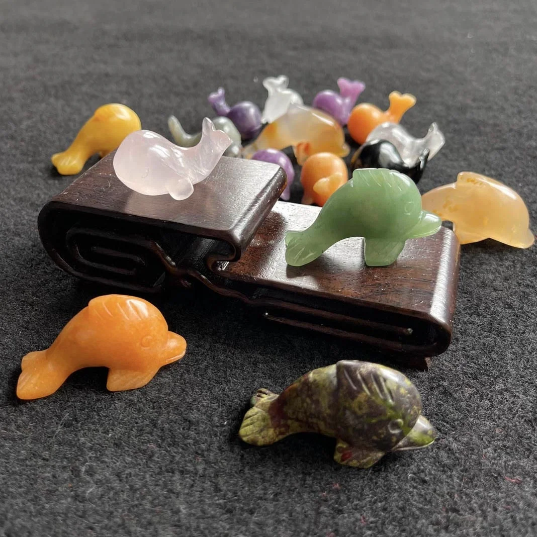 Оптовая продажа натуральный кристалл обсидиановый КИТ смесь материала лабрадорит дельфин в подарок