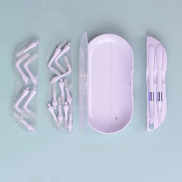 2024 new  purple and white  2 in 1 I/L shape interdental brushes with portable PP box with 16 pcs refill heads