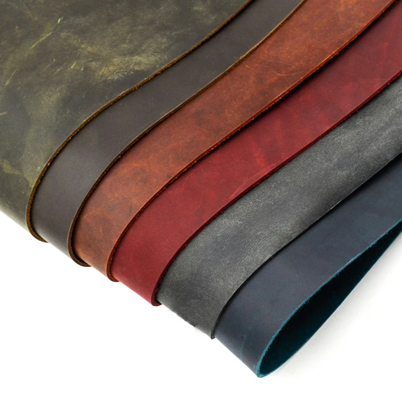 sale price crazy horse skin leather 2.0mm vegetable tanned leather wax leather retro style 5 size 6 color available