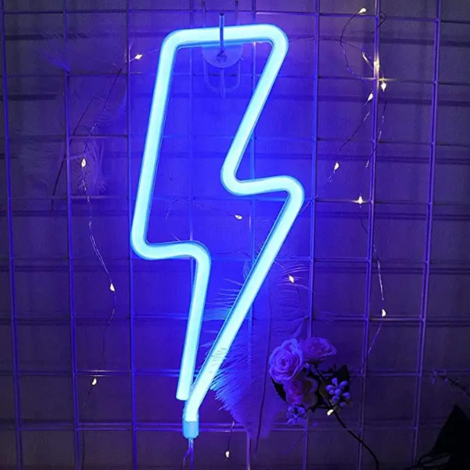 Hot Sell Plug in Wall Light Kids Room Decor Lightning Body USB & Battery Powered No Heat Table Decorate  LED Neon Lights