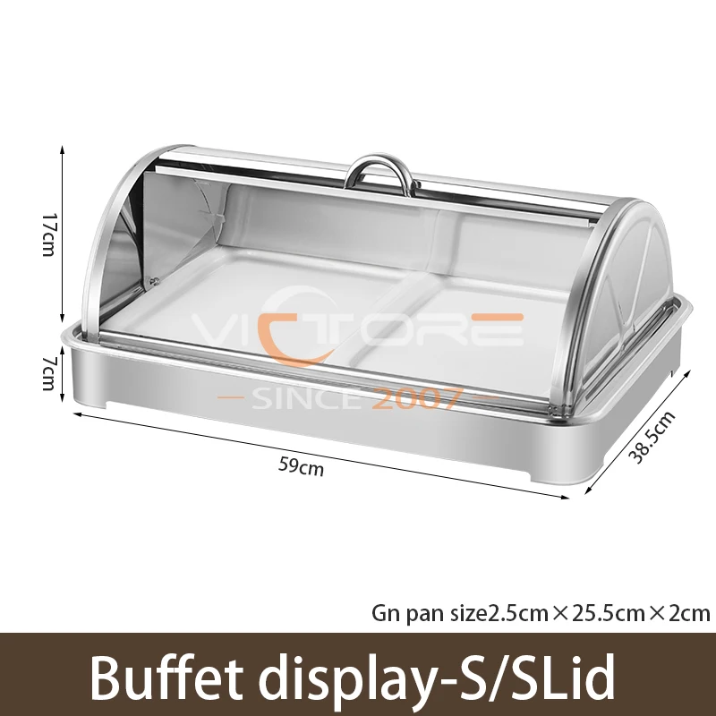 Party Restaurant Buffet Equipment Cooling System Cold Food Display Pans Cold Food Pans Display Case With PC Roll Top Cover