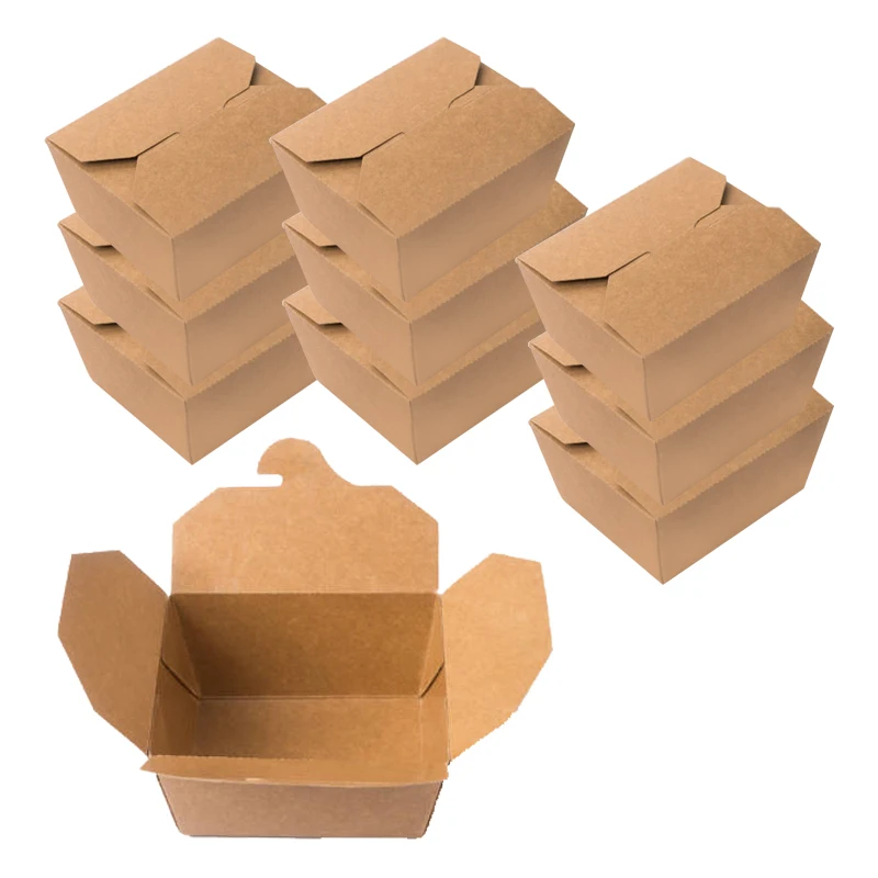Takeaway Disposable Lunch Box Lid Paper Roll Food Packaging Pe Coated Kraft Paper Hingered Disposable Sandwich Packaging Accept