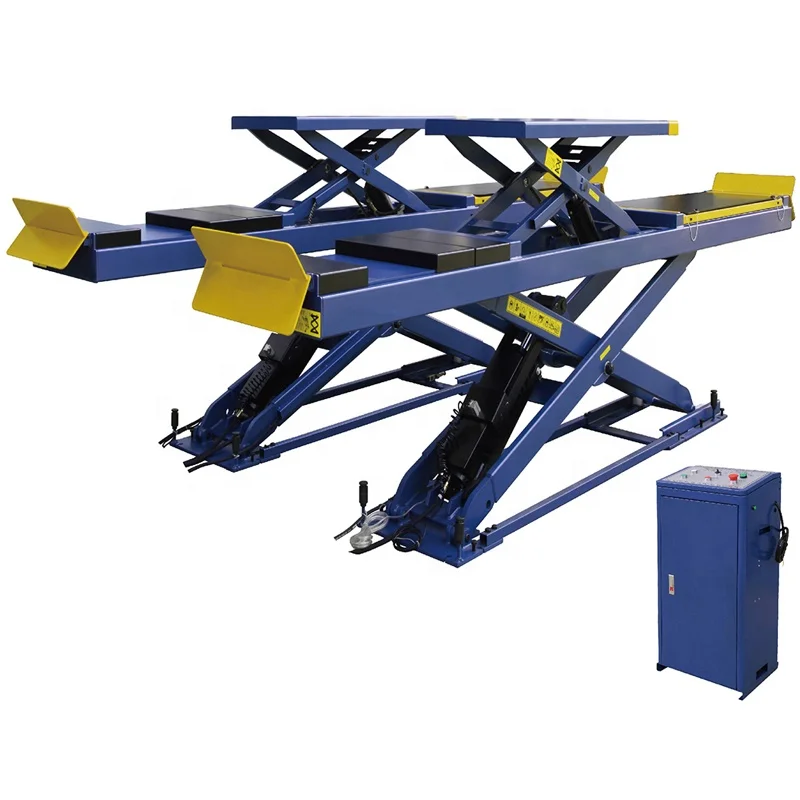 4 t capacity four cylinders full rise on ground wheel alignment scissor car lift with mobile turn plate