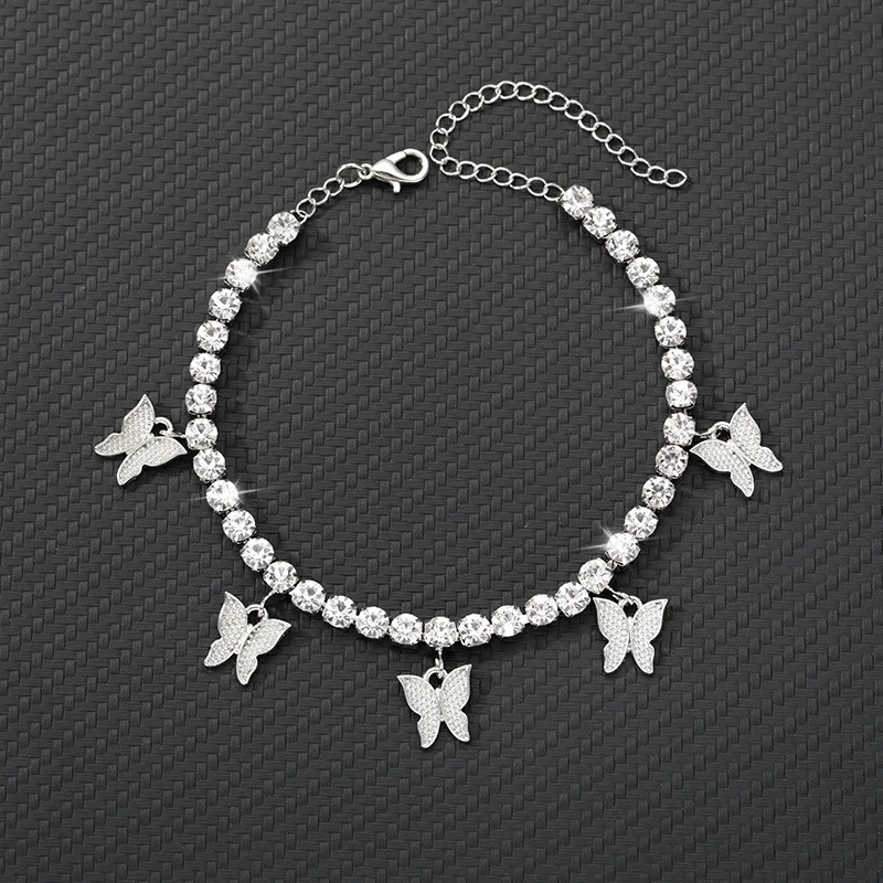  Artilady Simple Claw Chain Set with Diamond Dollar Sign Inlet Resin Butterfly Pendant Accessories Beach Resort Foot